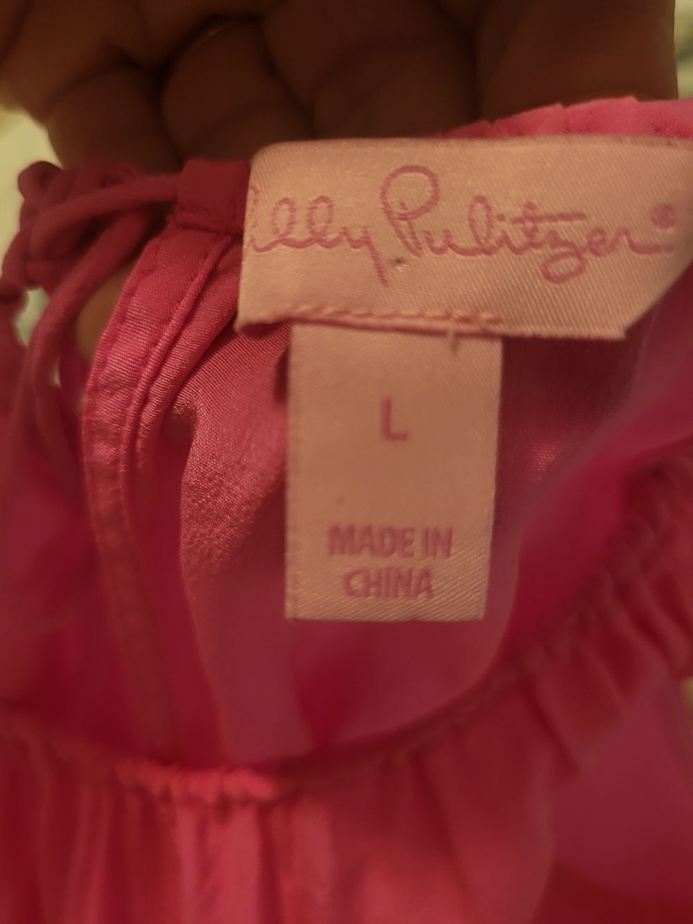 Lilly Pulitzer Hot Pink Ruffle-Hem Spaghetti Strap Top. - Picture 4 of 5